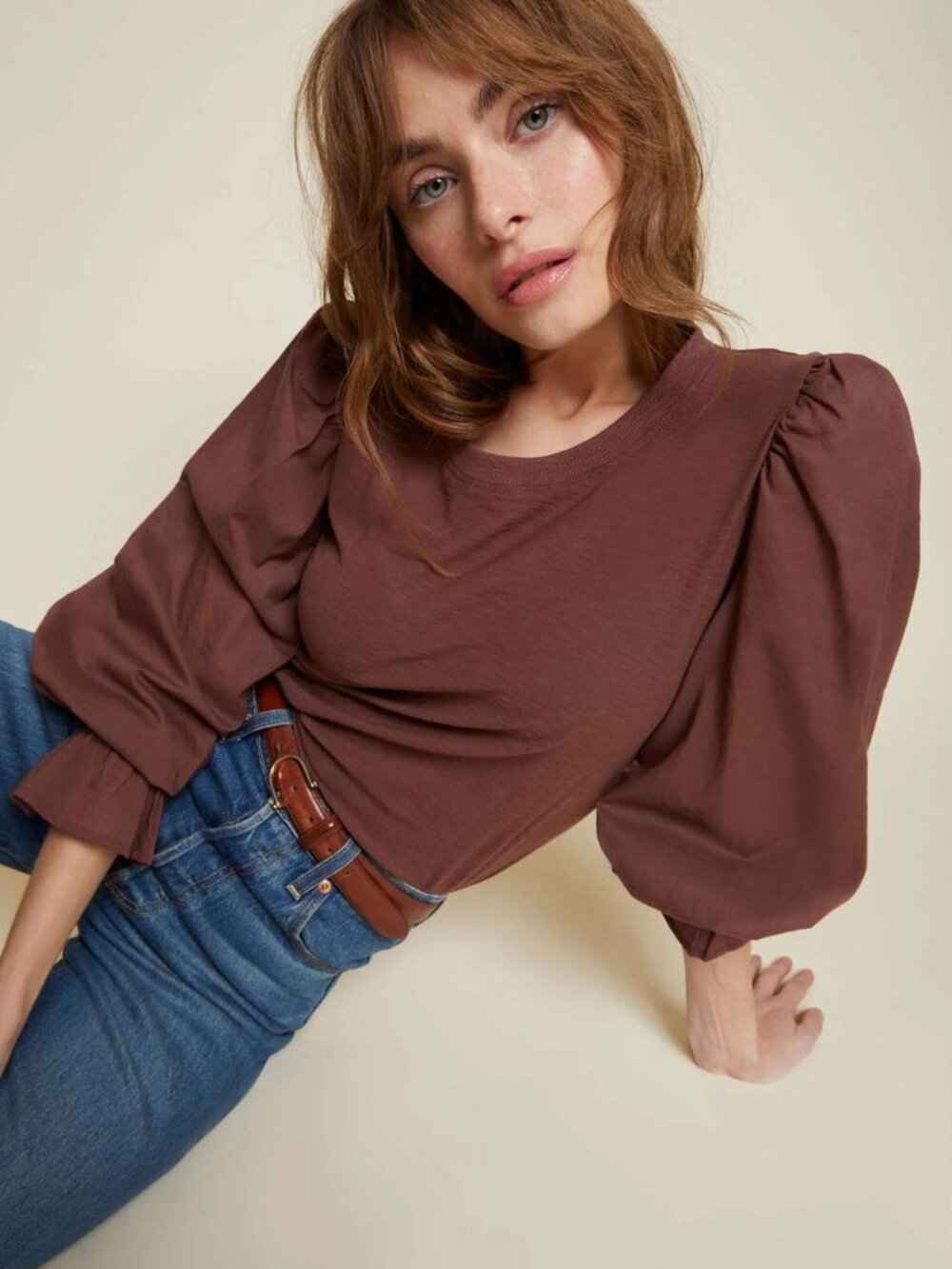 Nation LTD Carly Voluminous Contrast Tee Top Small